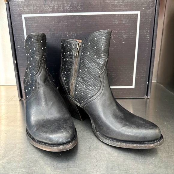 Lucchese Harley Stud Boots in black Stonewash leather. Brand NEW! - Picture 2 of 9